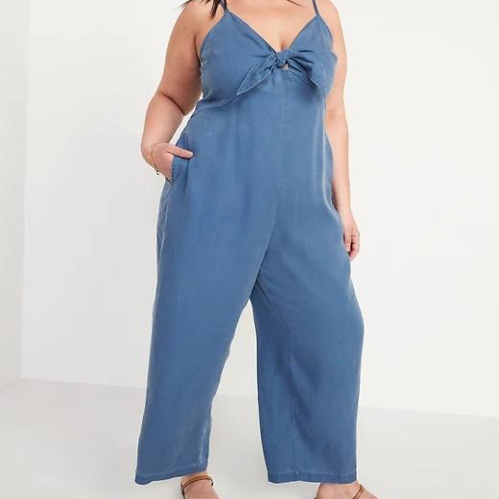 New Old Navy Sleeveless Tie-Front TENCEL™ Lyocell Jumpsuit for Women - Picture 3 of 7